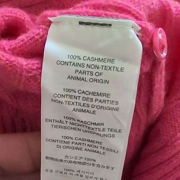 J Crew Collection 100% Cashmere Pink Cable knit Sweater Round neck Size M - Picture 6 of 8
